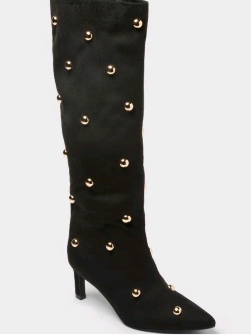 a new day Black Justice Over-the-Knee Boots with Gold Studs